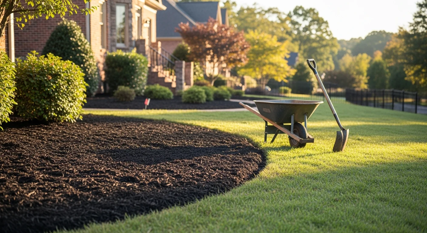 Mulch and gravel materials delivered to residential landscaping project