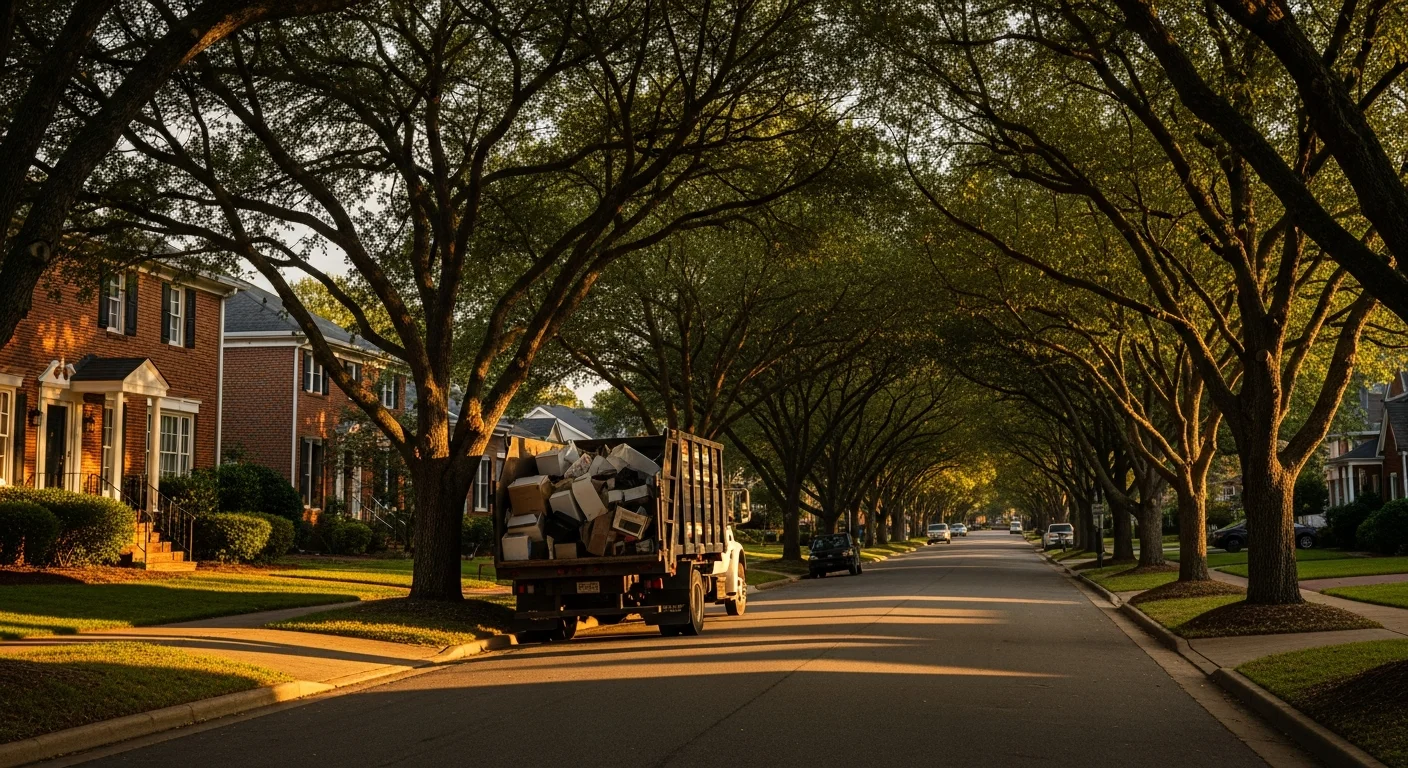 Residential street in Morganton with brick homes and mature trees typical of Burke County neighborhoods.